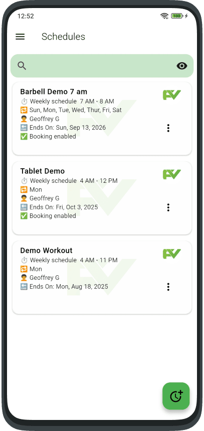 View Schedule Mobile Interface
